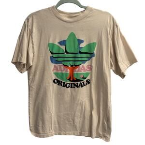 Adidas Size Medium PacSun Men's Cream Colored Trefoil Tree Tee Shirt